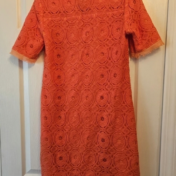 Pre-loved Gabby Skye Orange Lace Midi Dress Size 10 - Picture 2 of 10